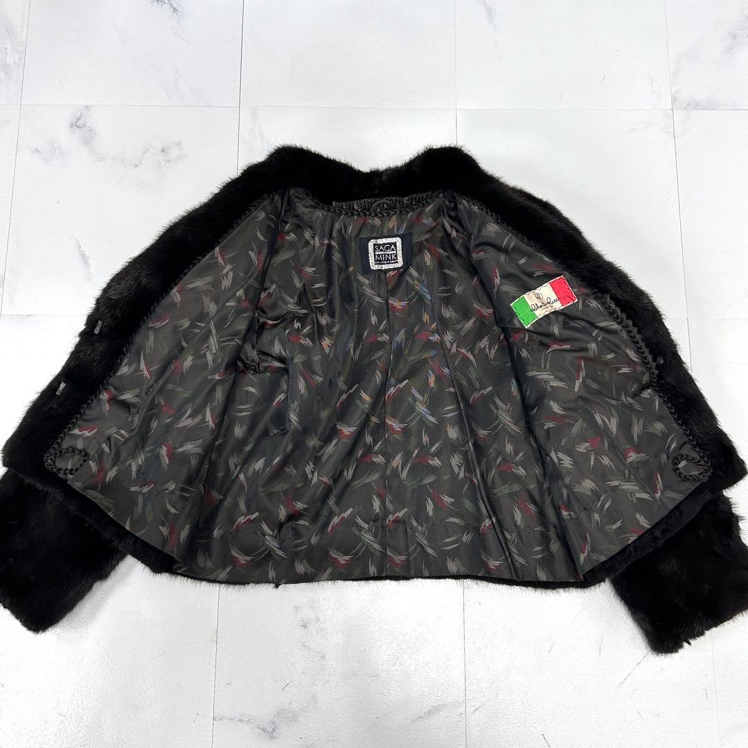高級 ブラックミンク クロップド コート SAGAMINK レディース 鼬