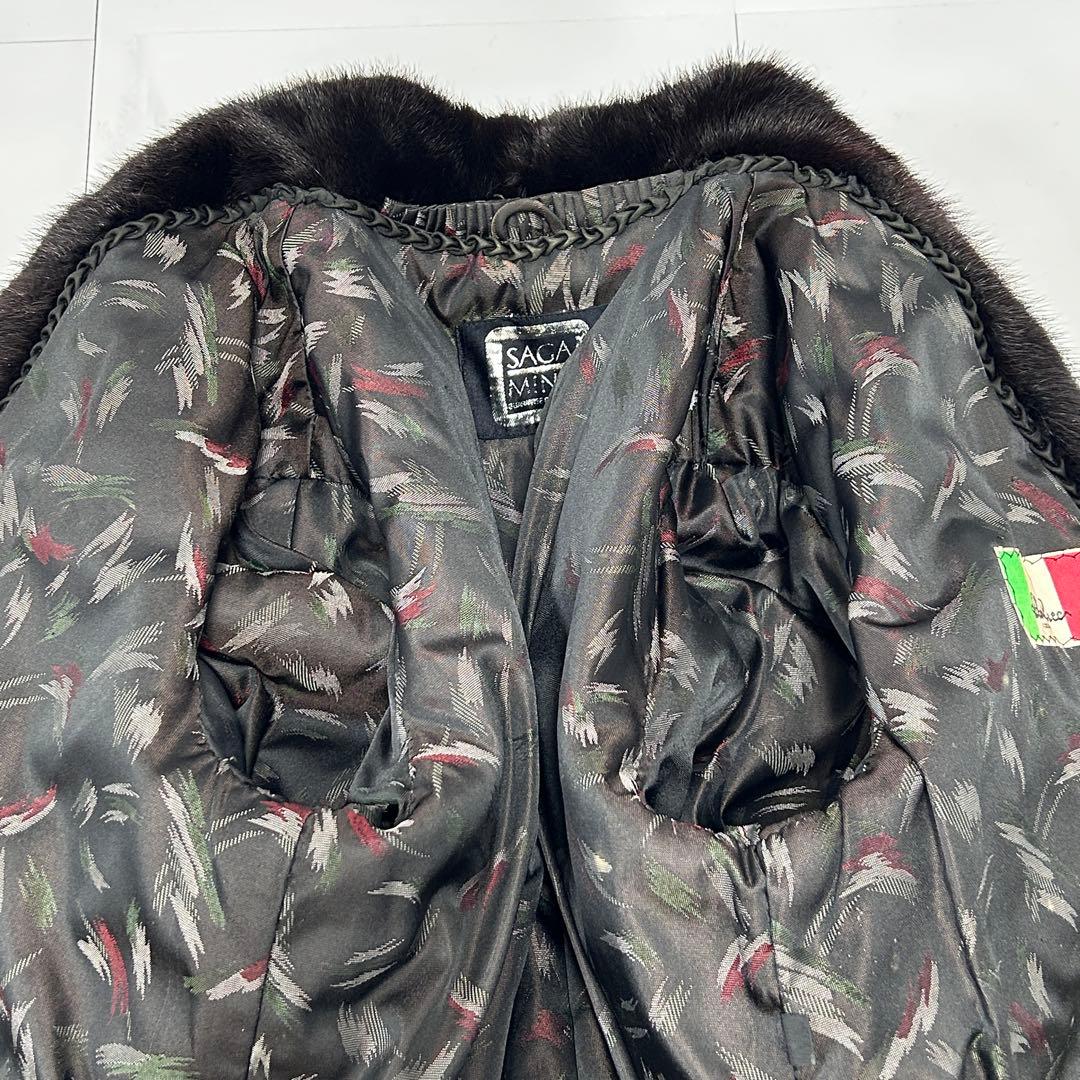 高級 ブラックミンク クロップド コート SAGAMINK レディース 鼬