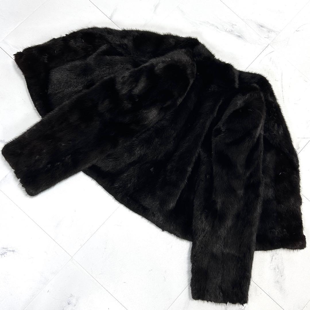 高級 ブラックミンク クロップド コート SAGAMINK レディース 鼬