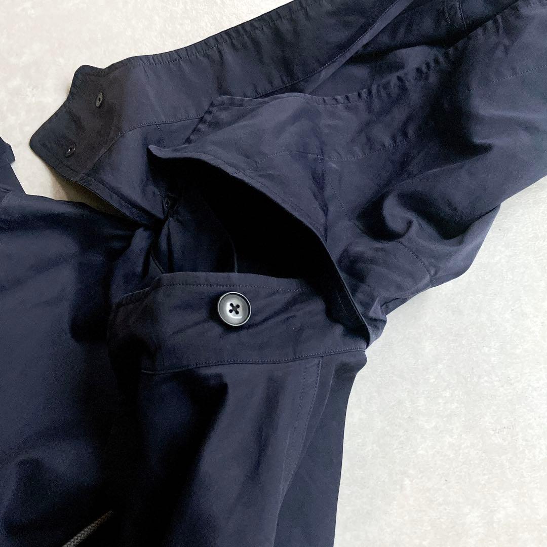 希少 イレーヴ コットンシルクモッズコート 紺 フードロングブルゾン 軽アウター