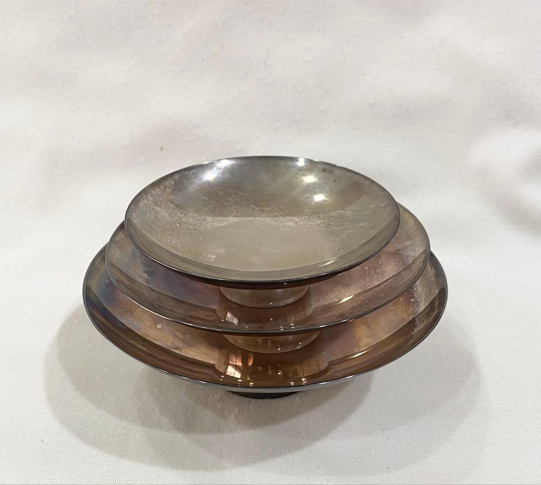 レトロな純銀製の三重杯　(刻印　純銀) 202g