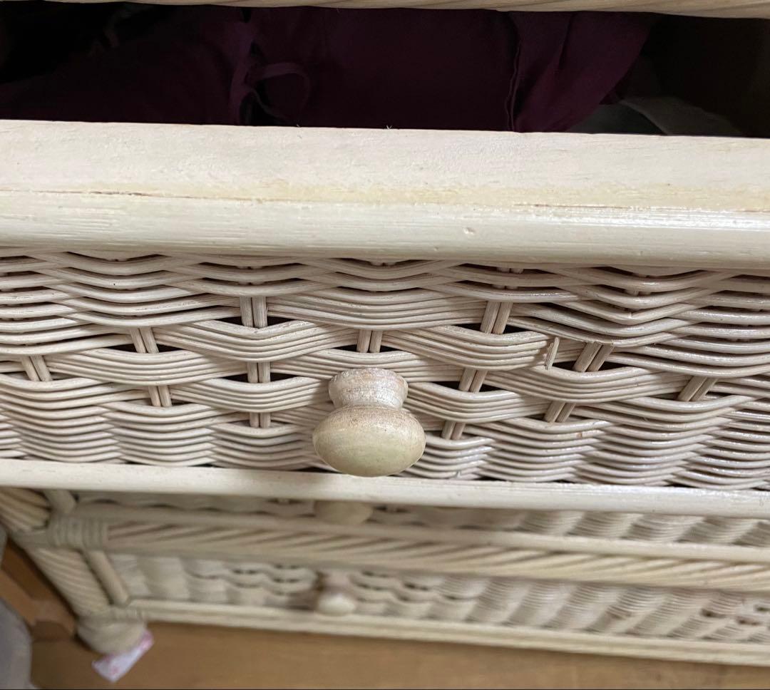 ヴィンテージ　ホワイトラタン風チェスト 3段☆②