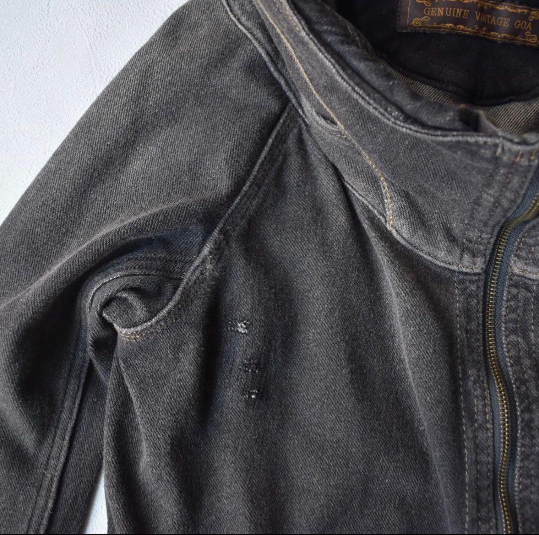 ジャケット・アウター goa bono Damage Denim Black Double Zip