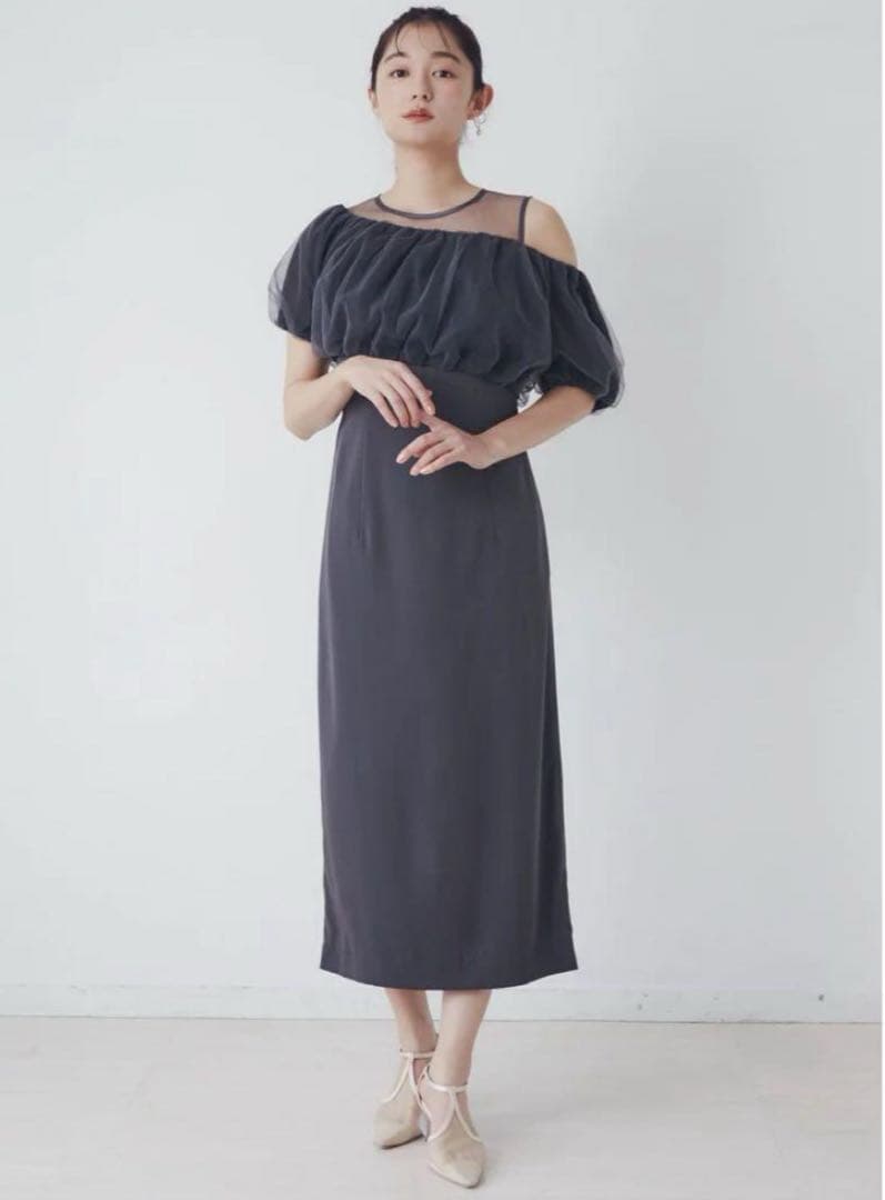 新品タグ付き LADYシアーボレロレイヤードワンピースドレス ラグナムーン M