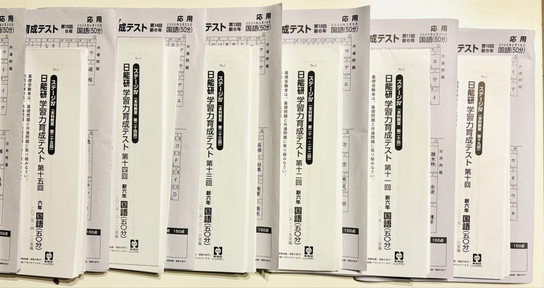 日能研学習力育成テスト6年前期フルセット2025年4教科　春期、夏期、難関校