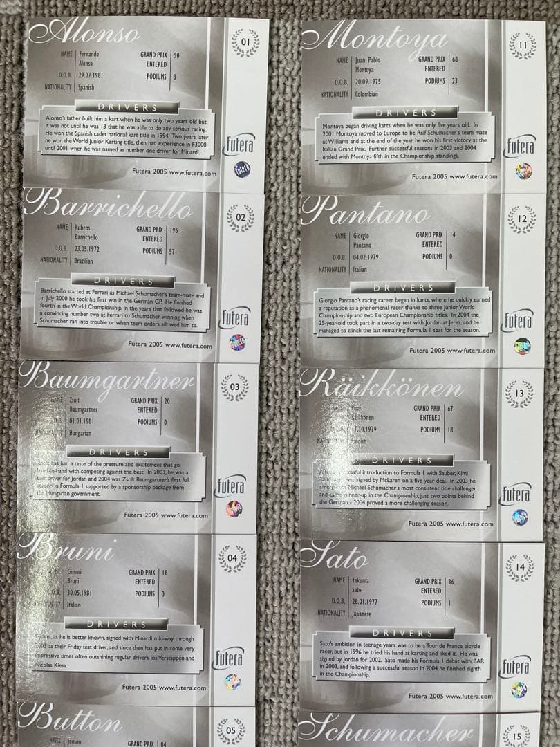2005 FUTERA GRAND PRIX F1 レギュラーカード63種セット