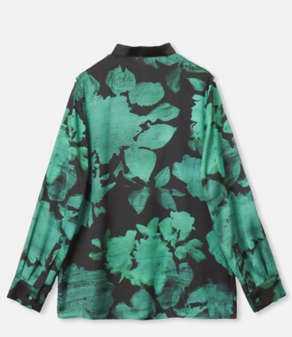 allurevilleモダンフラワーフロントフリルブラウス グリーン M