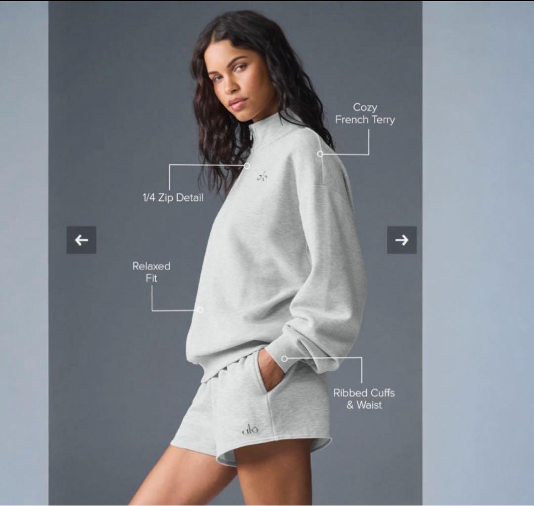 alo yoga アコレード 1/4ジップ プルオーバー　Sサイズ グレー