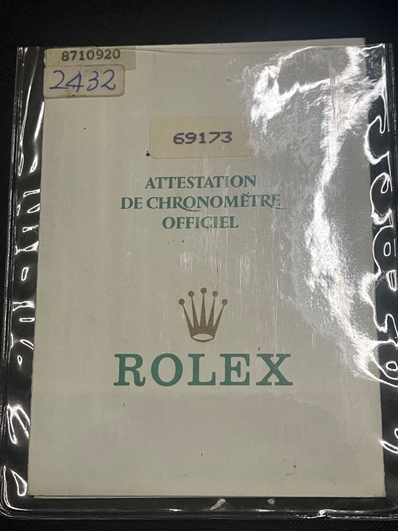 ROLEX デイトジャスト　69173 ギャランティ-保証書　1987／4発行