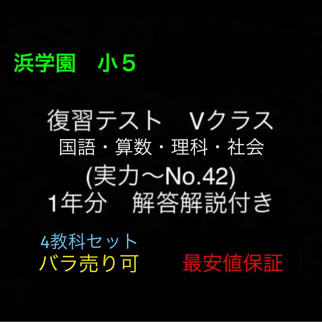 浜学園　小5　国算理社　Vクラス　復習テスト　実力〜No.42　解答解説付き