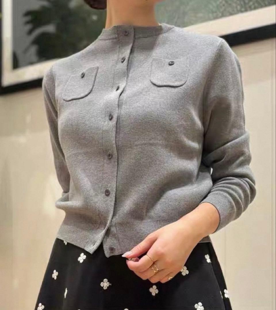 コットンカシミヤクルーネックカーディガン　Sサイズ