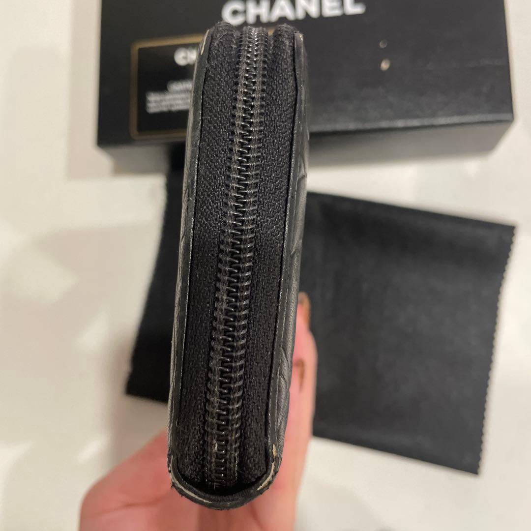H*i様 CHANEL 長財布 カメリア柄　黒