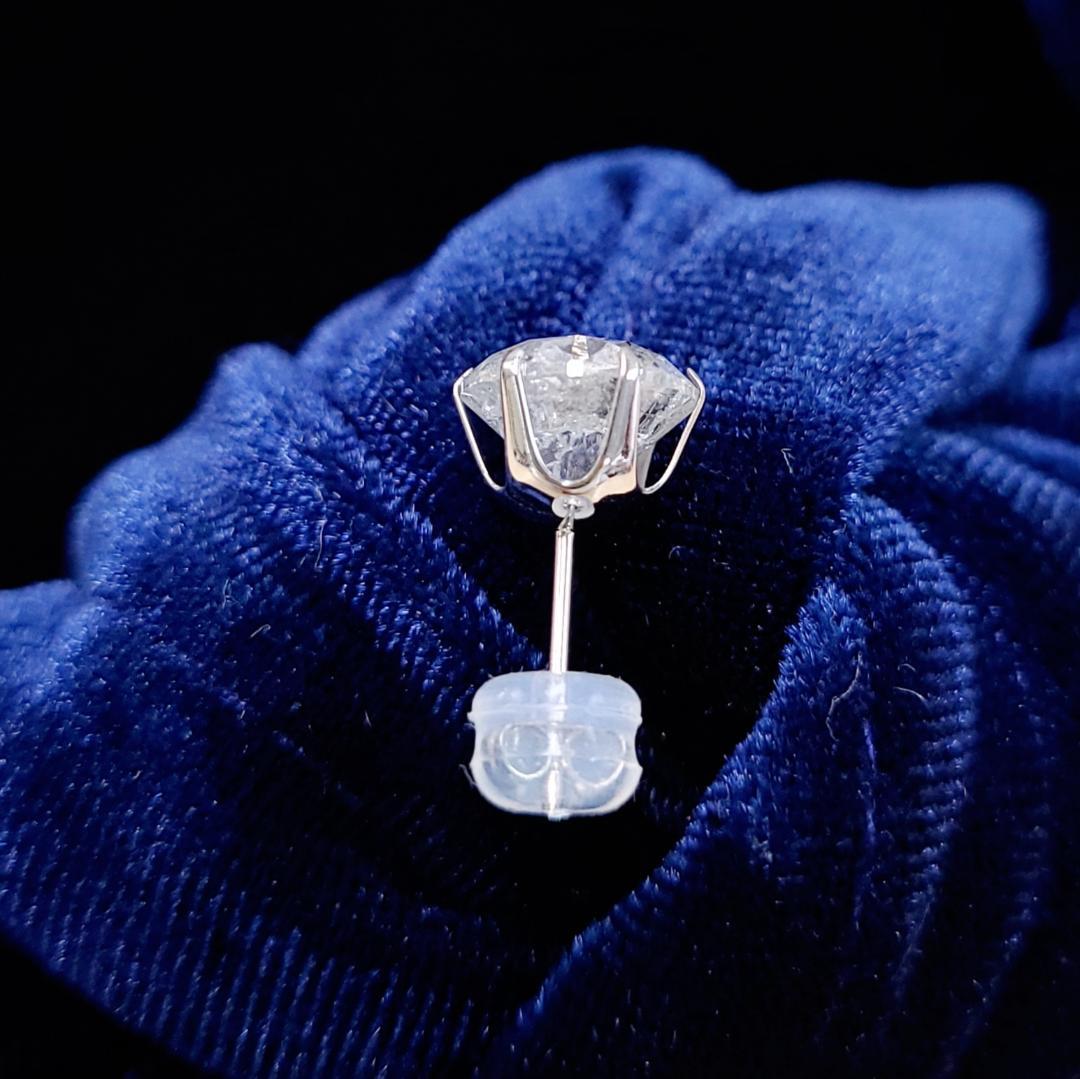 超激安！大粒！ 2ct ダイヤモンド プラチナ 6本爪 一粒 ピアス 鑑別書付