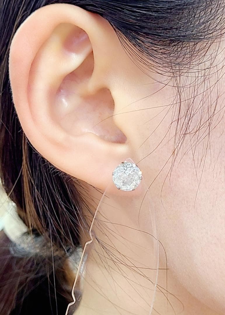 超激安！大粒！ 2ct ダイヤモンド プラチナ 6本爪 一粒 ピアス 鑑別書付