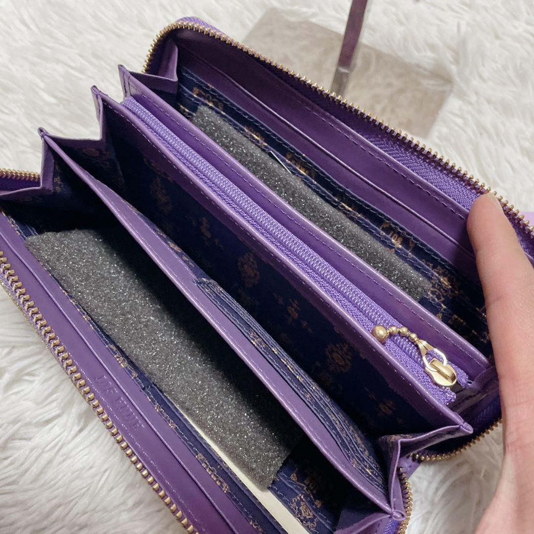 新品 ANNA SUI パープル 長財布 金具ロゴ 新品 レディース