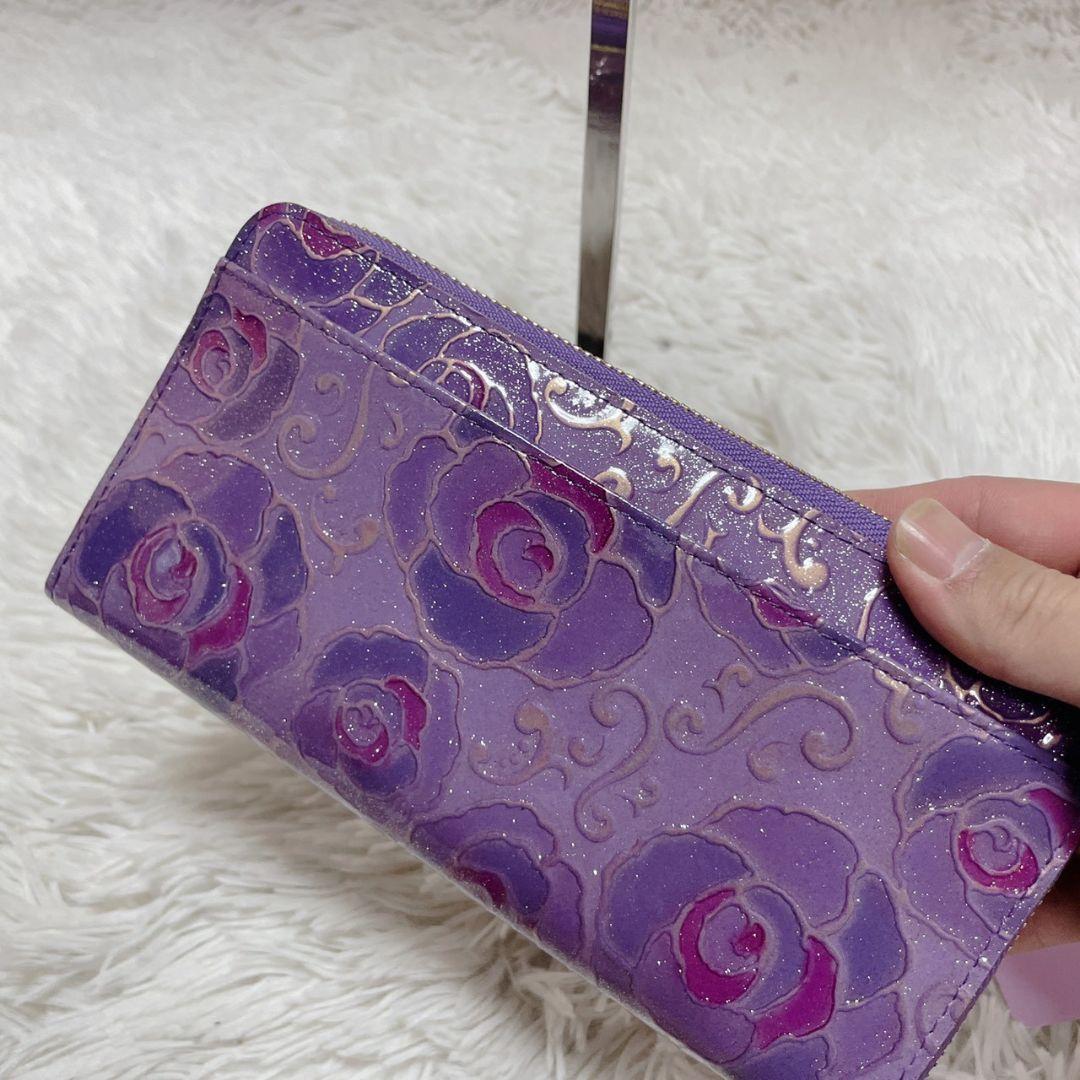 新品 ANNA SUI パープル 長財布 金具ロゴ 新品 レディース