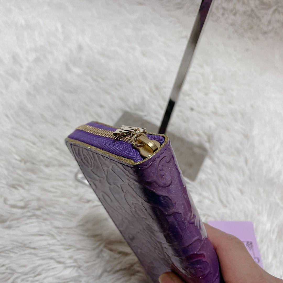 新品 ANNA SUI パープル 長財布 金具ロゴ 新品 レディース