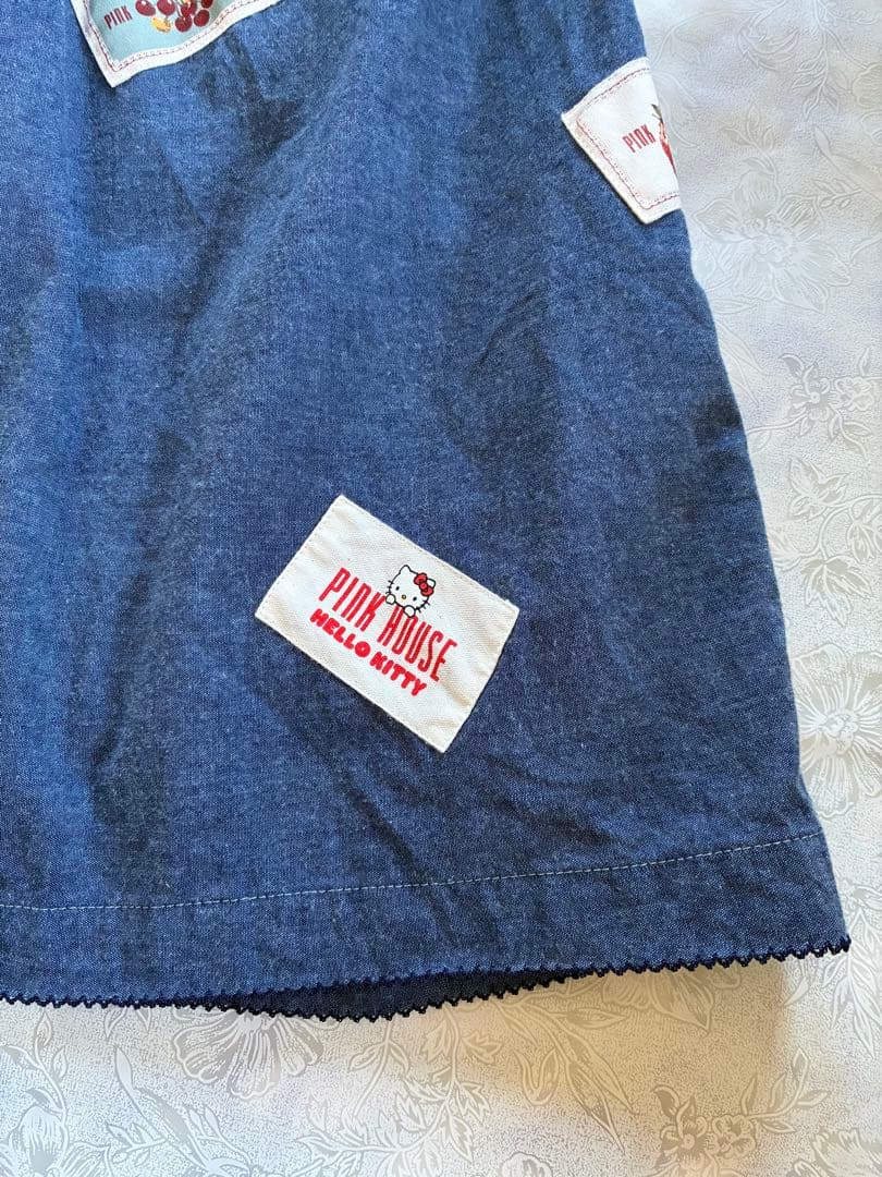 ピンクハウス❤️【美品】キティちゃんコラボのワッペンがたくさんミディ丈ワンピース❤️