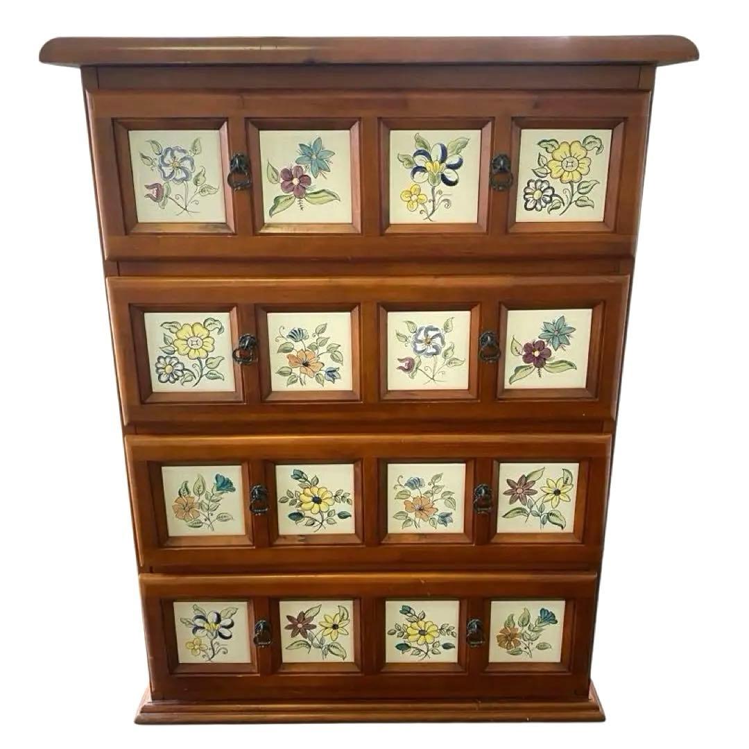 バレンシア チェスト スペイン製 北欧 タイル 4段　タイルチェスト