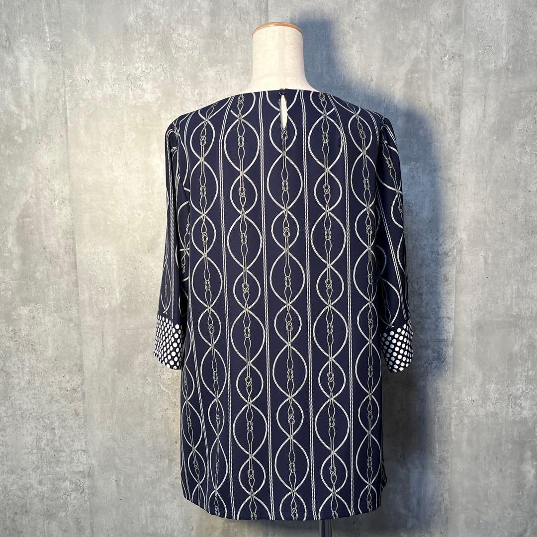 美品☆ レリアン ロープアート&ドット柄 ジャージチュニック 大きい13+サイズ