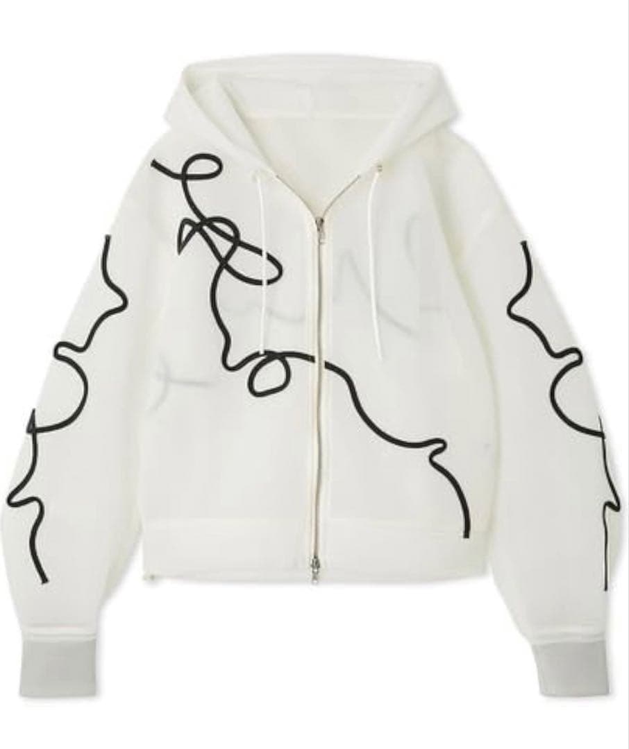 emmi ラインシアーダンボールジップフーディーブルゾン 白　パーカー