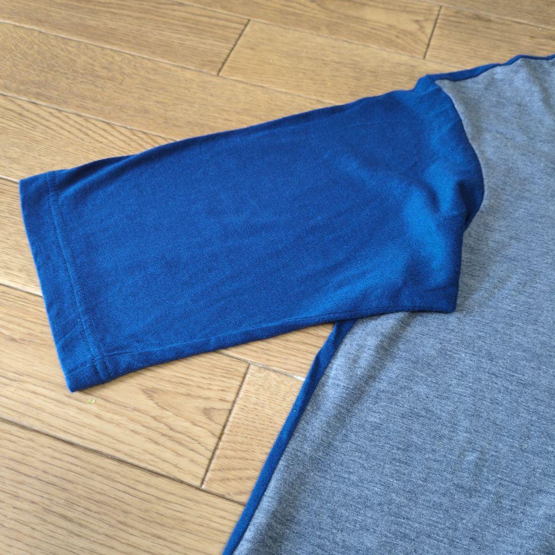 再値下げ！アルベロベロ♥️ぶたさん刺繍影絵　異素材パッチワークチュニック　ブルー