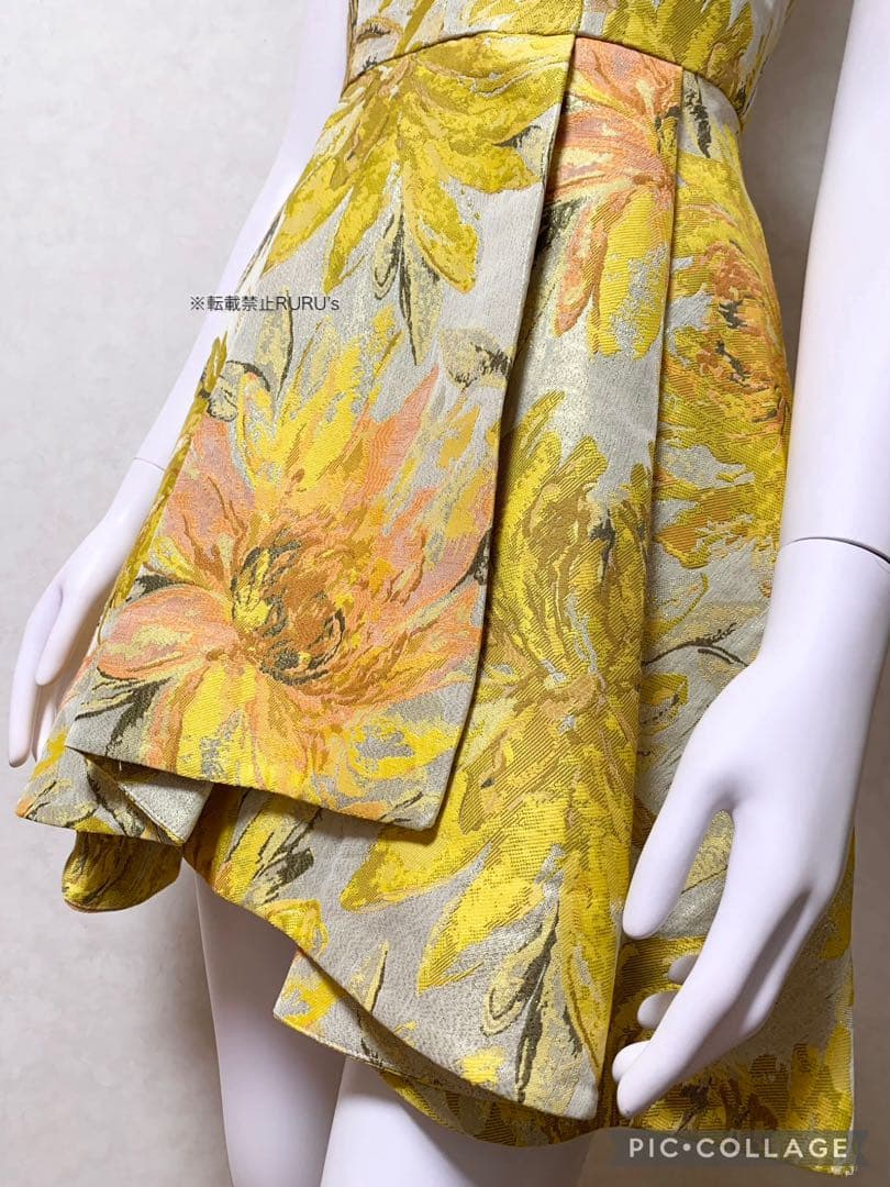 新品alice+olivia フローラルジャカード×ボックスプリーツ ワンピース