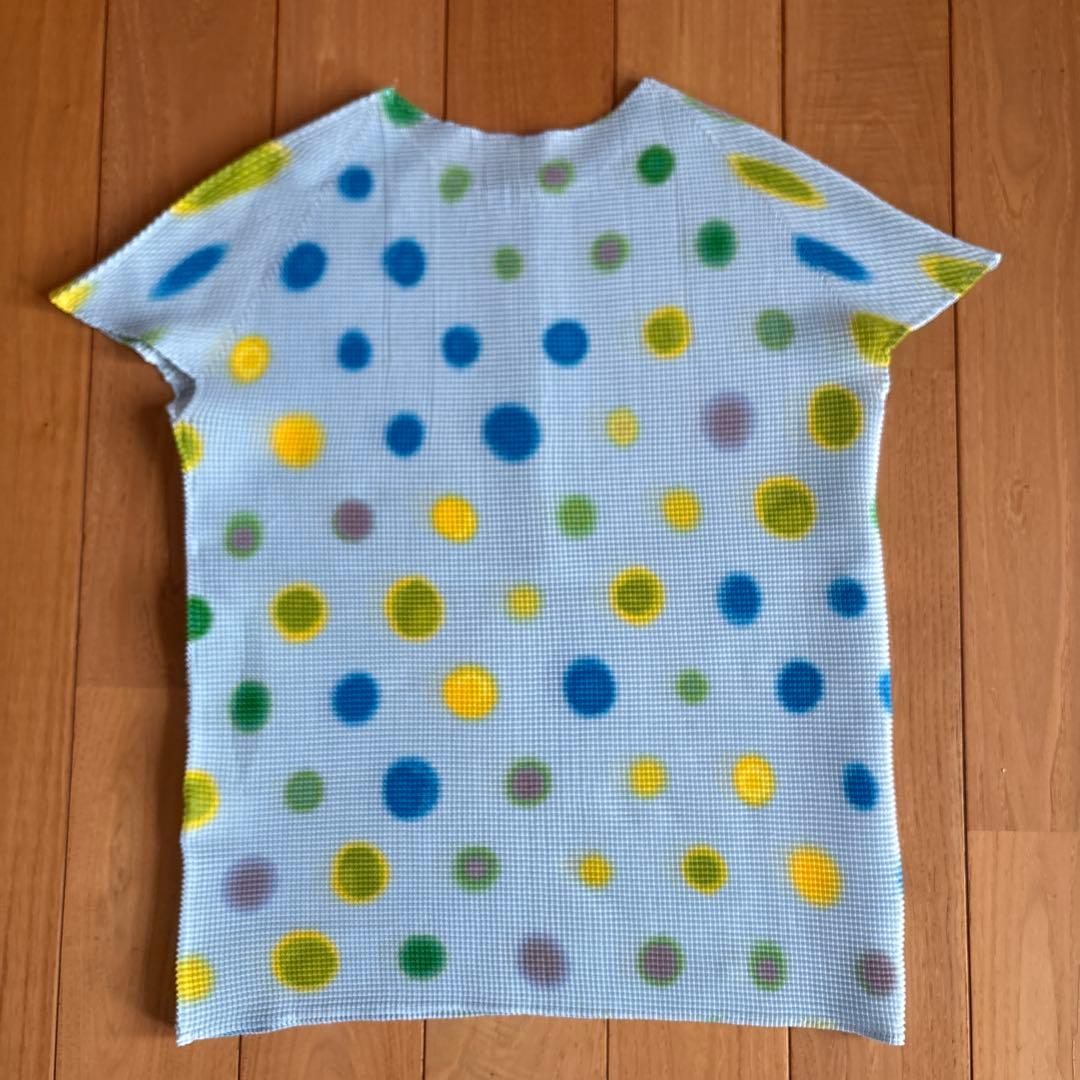 (T.) ISSEY MIYAKE 水色ドットデザイン半袖Tシャツ