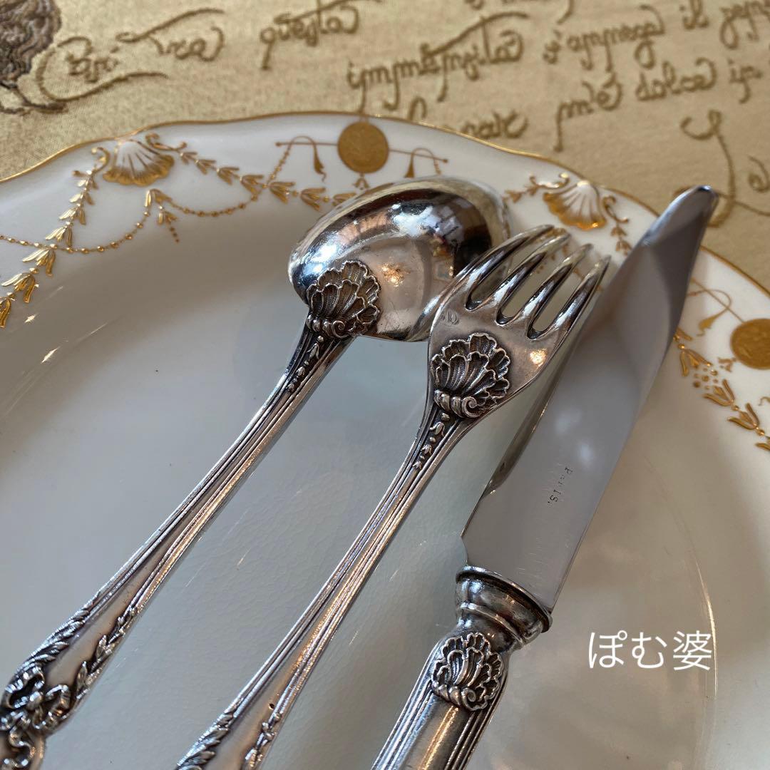 【ピュイフォルカ】純銀 スターリング／ディナー用３本セット ５組／ポンパドール