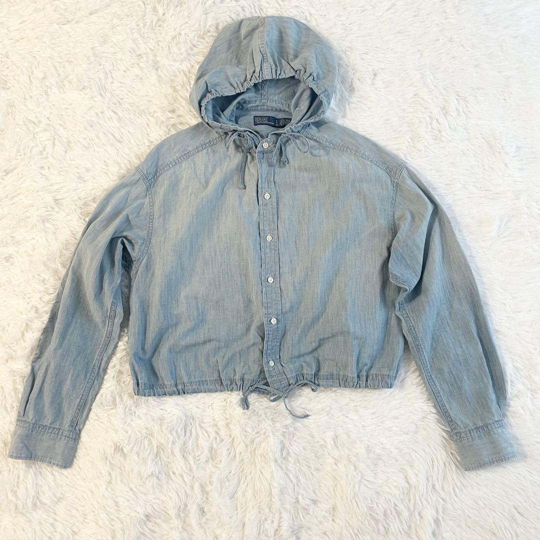 ポロラルフローレン ドローストリングシャンブレー フーデッドシャツ 2WAY