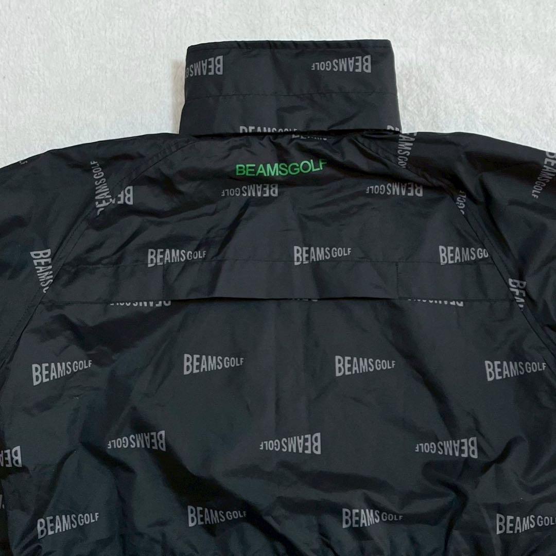 極美品　ビームスゴルフ　2WAY レインコート 2　ロゴ　総柄　ブラック　フード