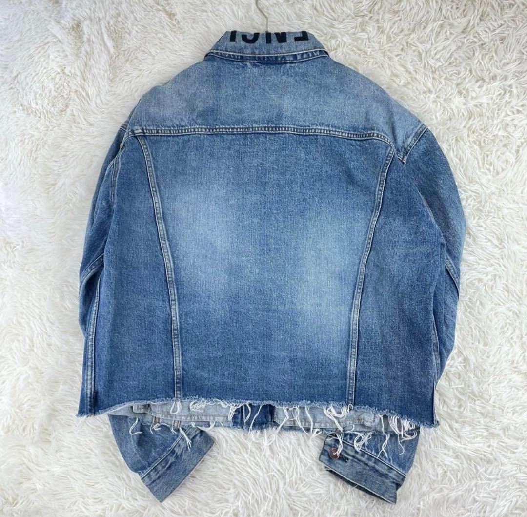 【美品】バレンシアガ ネックロゴ オーバーサイズ デニムジャケット 34