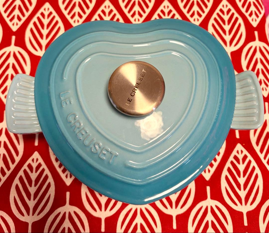 ル・クルーゼ ココット・ダムール ハート型両手鍋 ブルー
