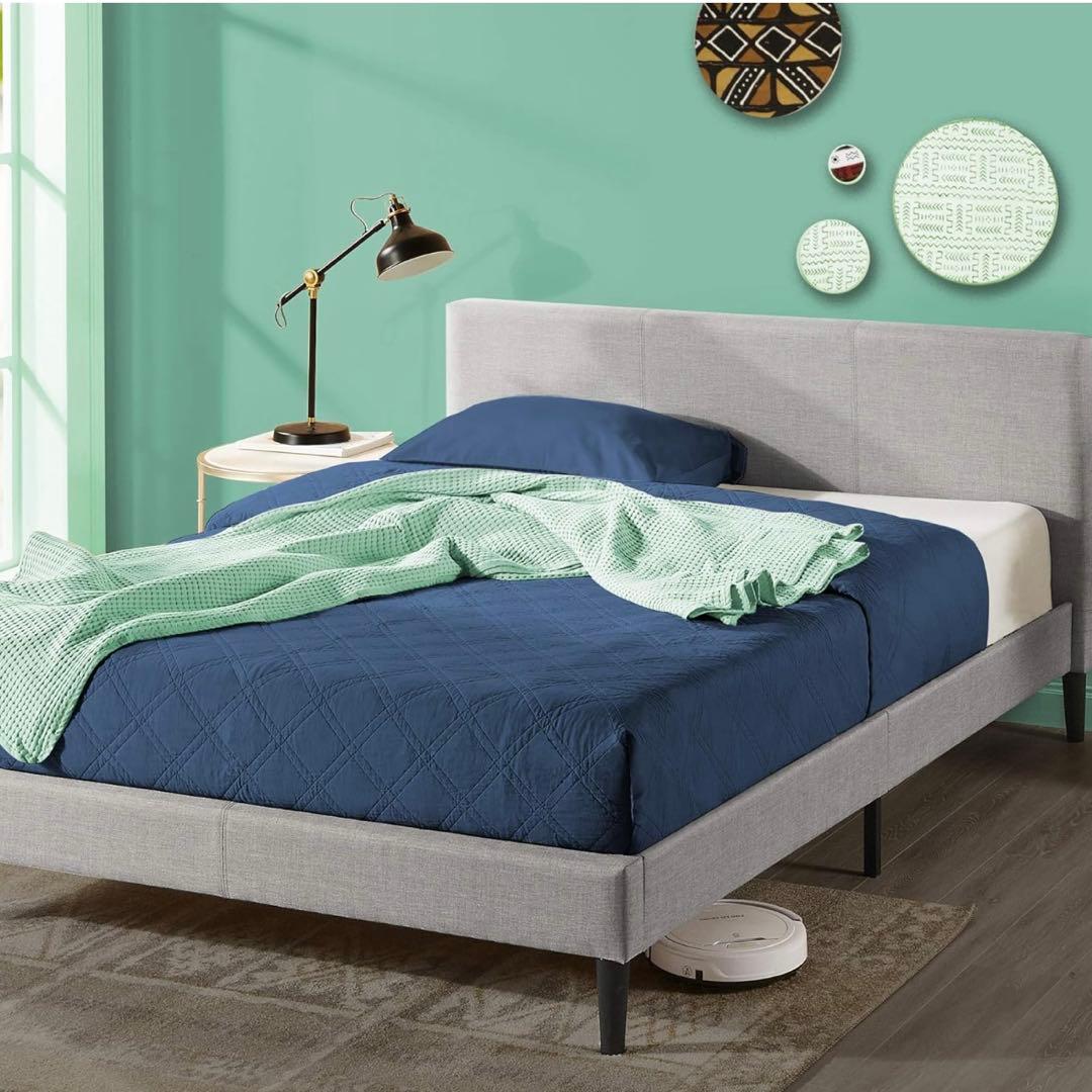 ※4/5までの販売※ ZINUS ダブルベッドフレーム ファブリック 布張り