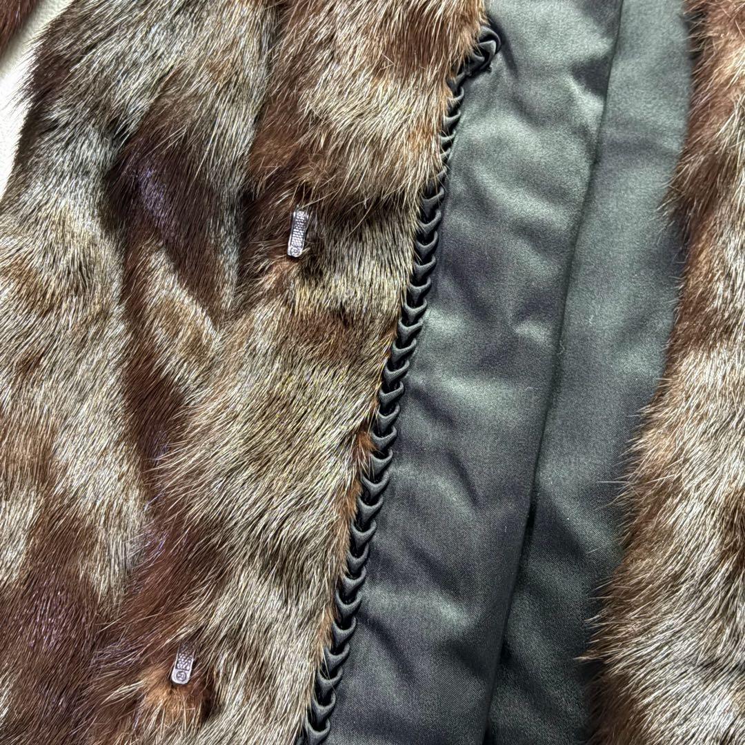 高級毛皮コート リアルファーコート ウィーゼル×フォックスファーセミロングコート