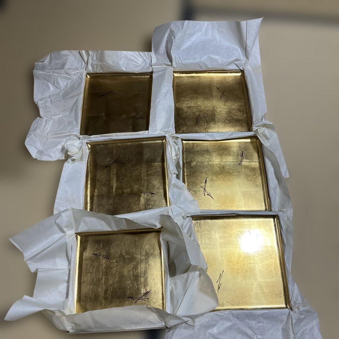 金箔　漆器 盆 31cm角　お盆　膳　9枚セット