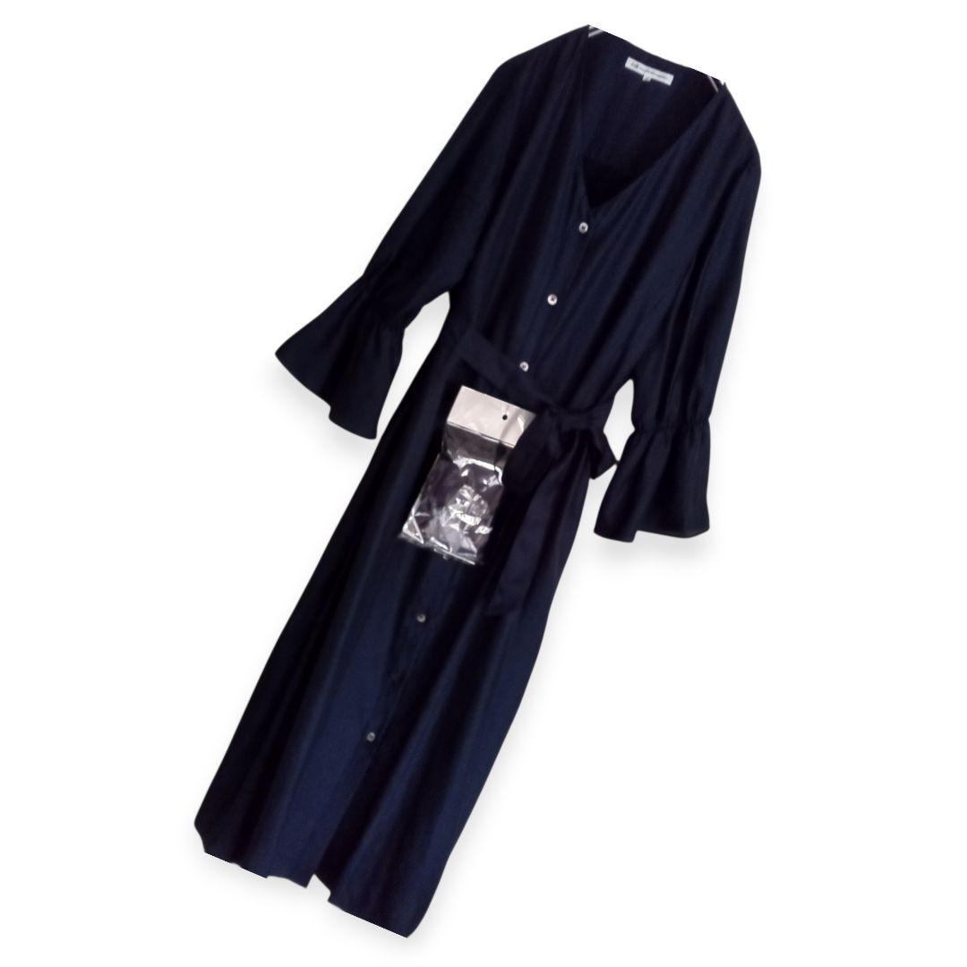 【23区 46】シルク混 2WAYロングワンピース 羽織可 ネイビー XXL