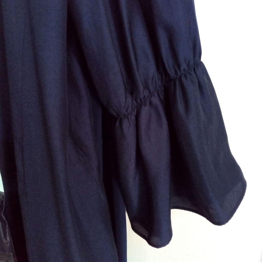 【23区 46】シルク混 2WAYロングワンピース 羽織可 ネイビー XXL