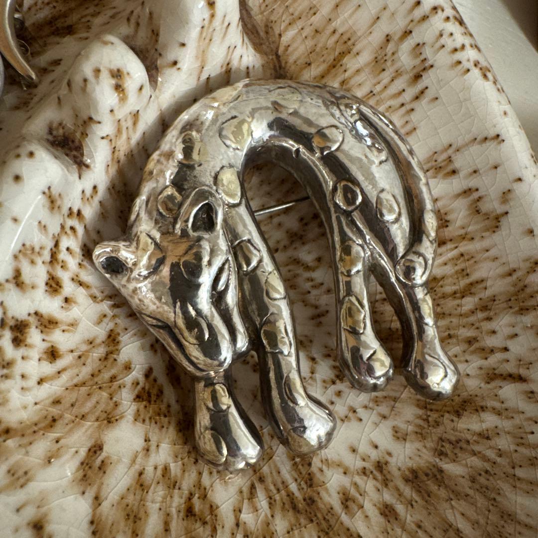 Silver925レオパードブローチ　vintage