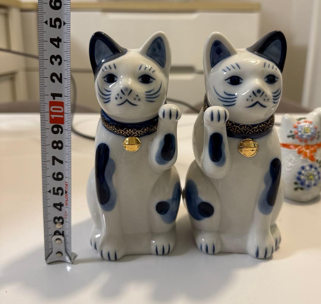 招き猫　薬師窯　陶器　千客万来　商売繁盛　開運　招福　金運満足　5点セット