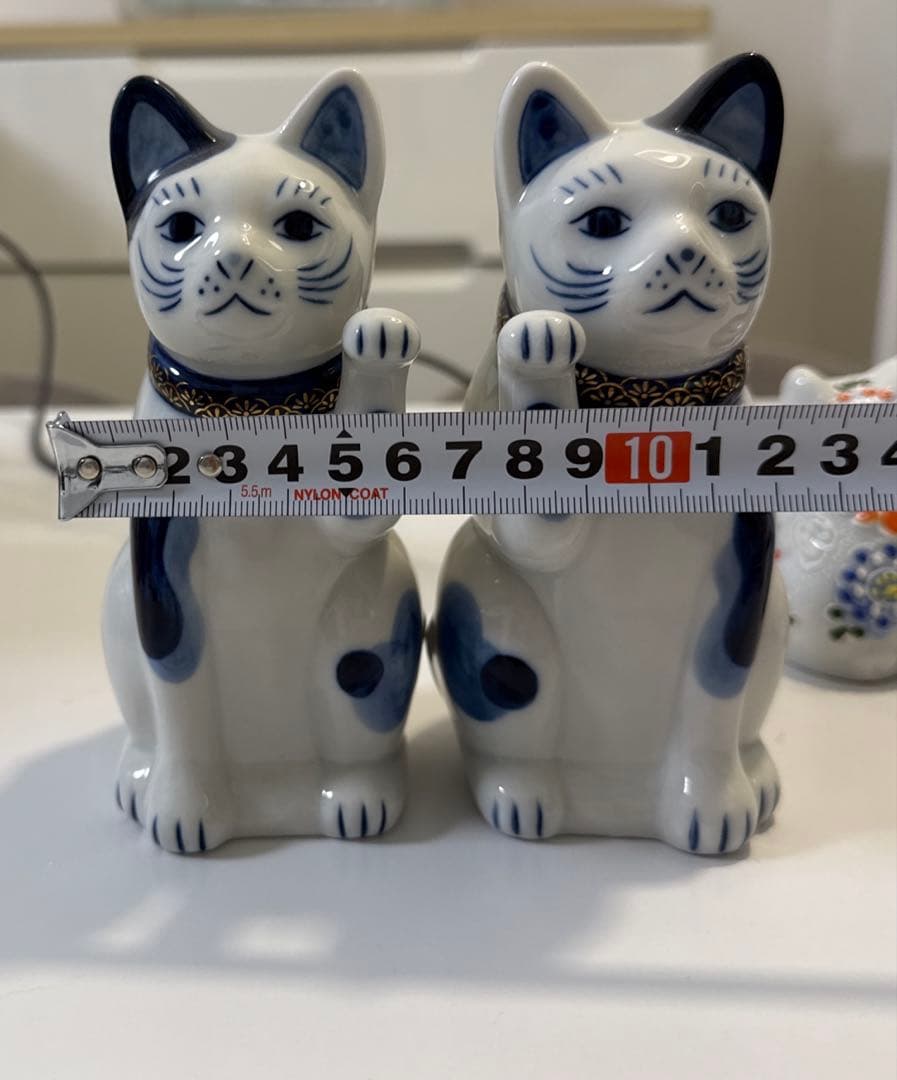 招き猫　薬師窯　陶器　千客万来　商売繁盛　開運　招福　金運満足　5点セット