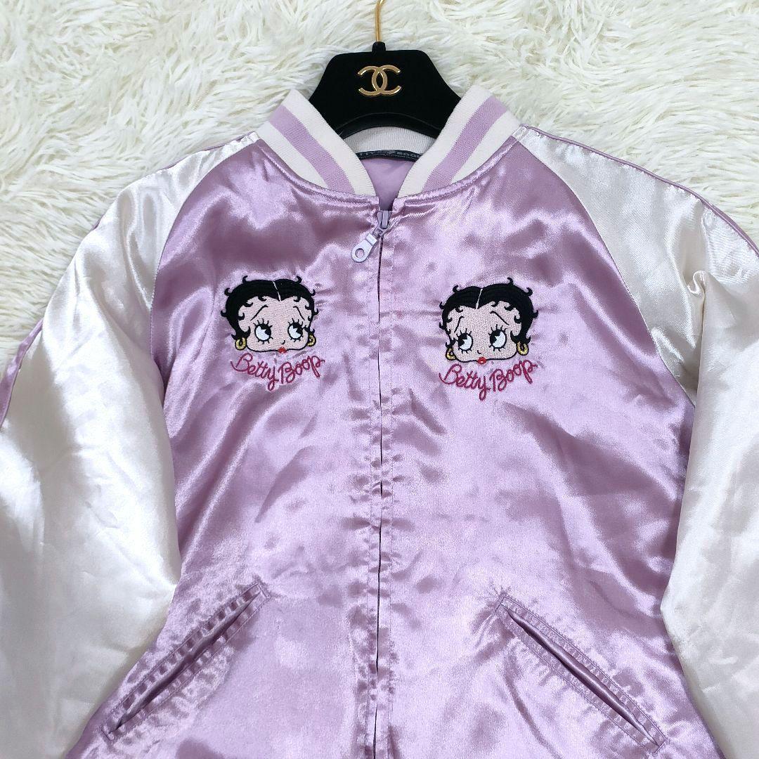 希少 ベティーブープ 刺繍 M スカジャン 別珍 ピンク バイク ベティちゃん
