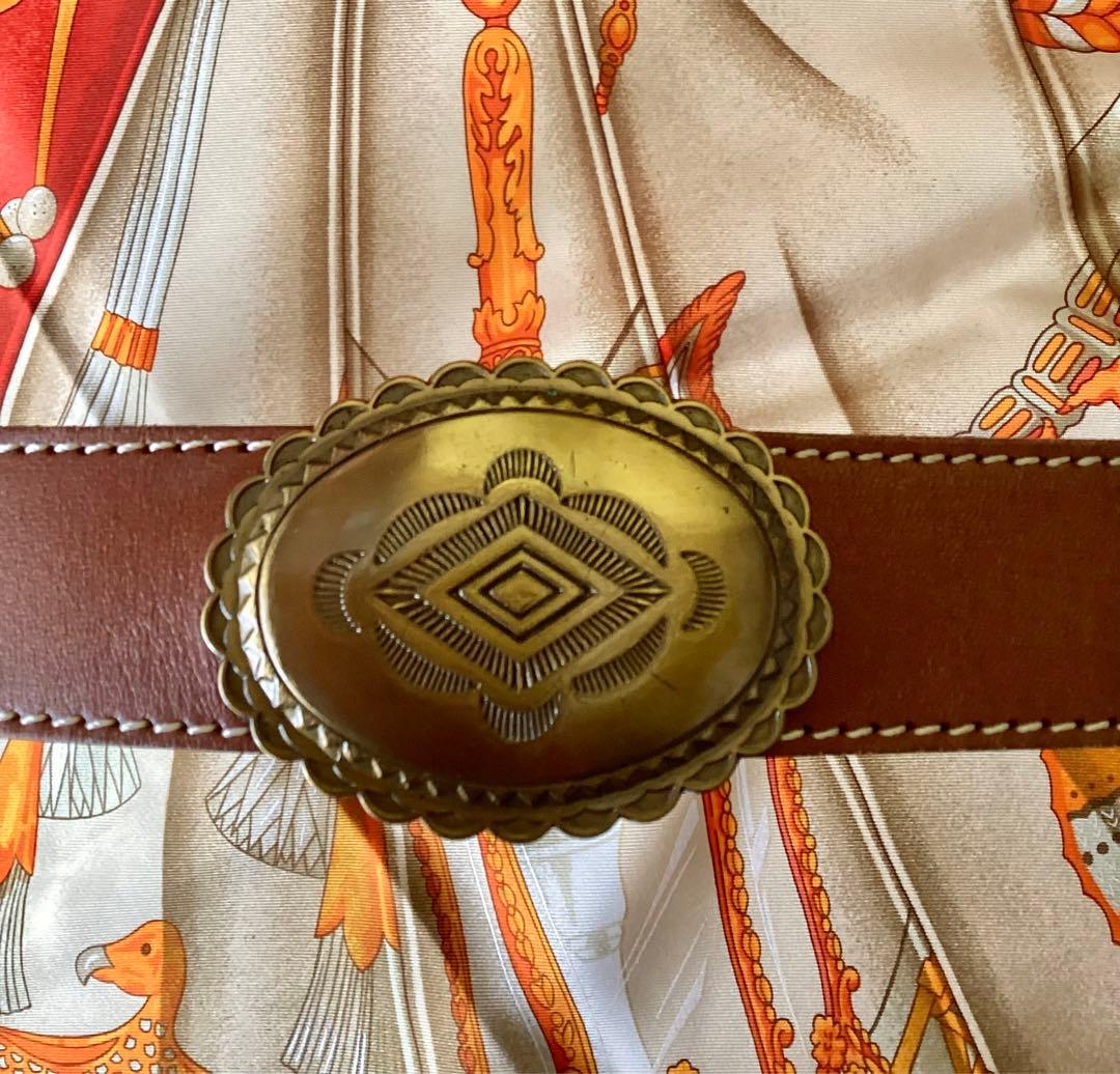 ヴィンテージ コンチョベルト ウエスタン レザーベルト 本革 ネイティブ 個性派