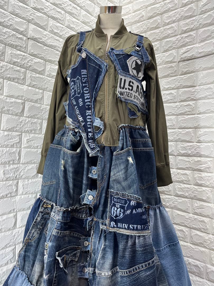 リメイクデニム　MA-1ジャケットワンピースコート