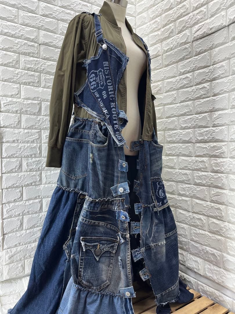 リメイクデニム　MA-1ジャケットワンピースコート