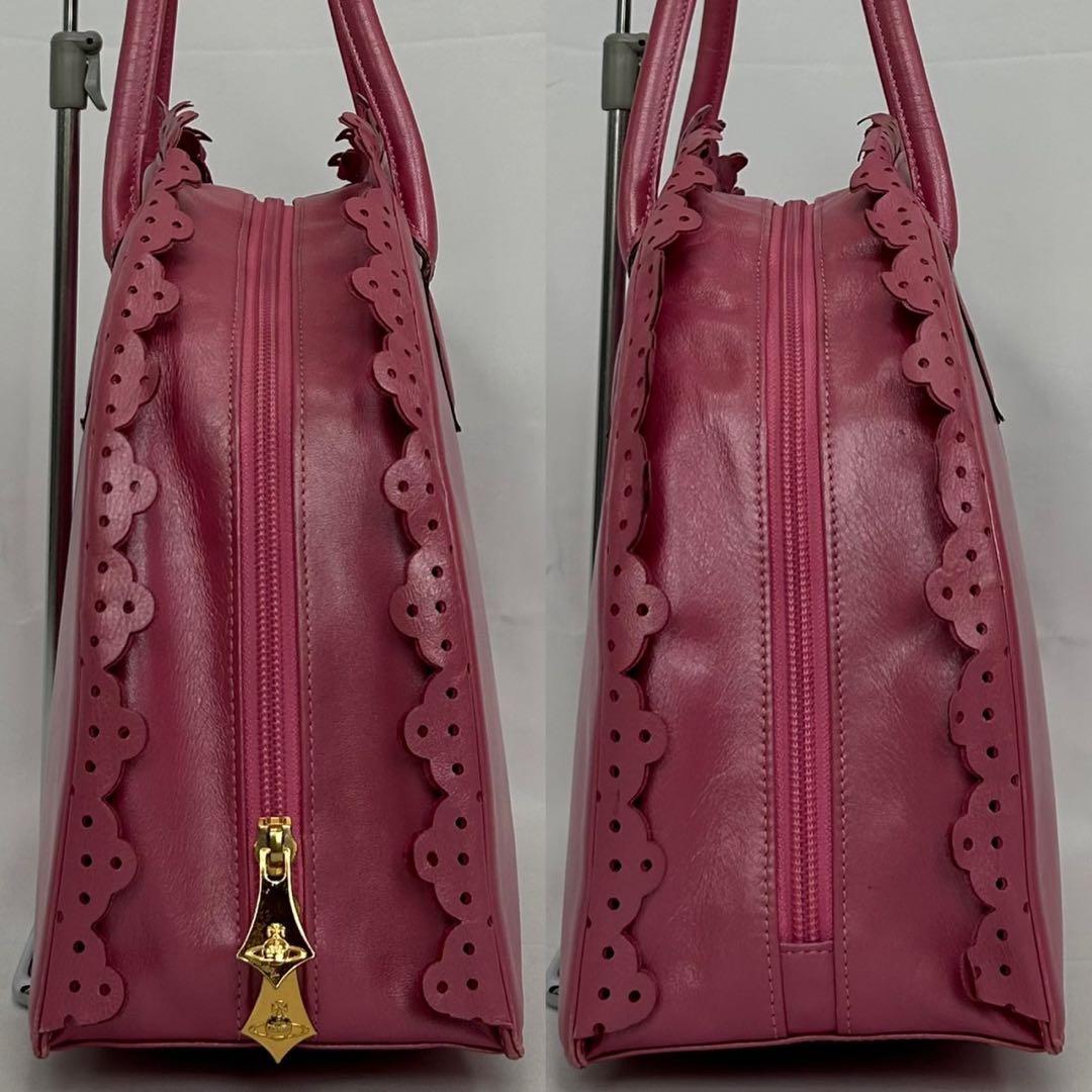 【美品】ヴィヴィアンウエストウッド トートバッグ フリル レザー オーブ ピンク