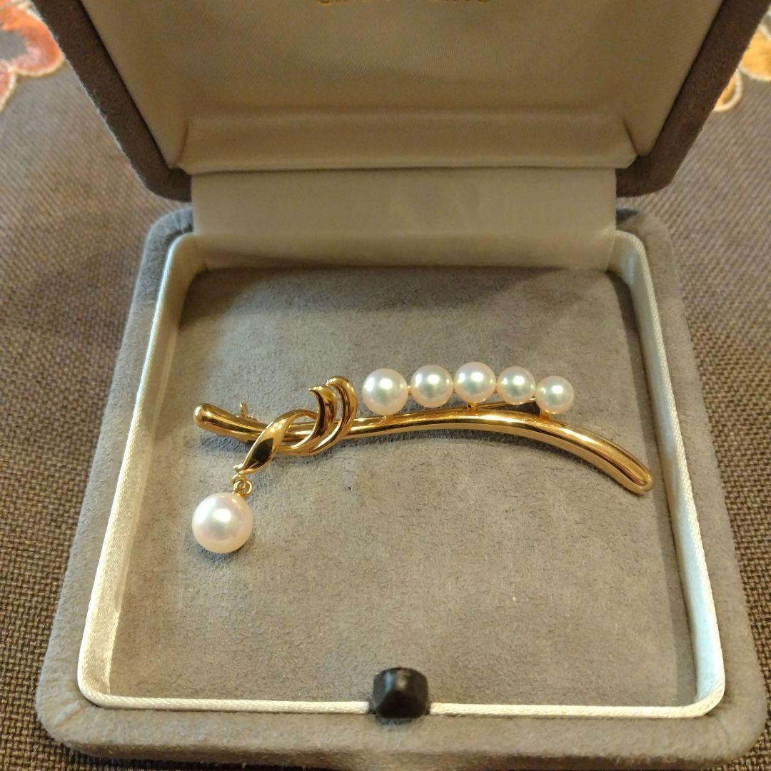 ミキモト　k18YG アコヤ真珠　エレガントブローチ