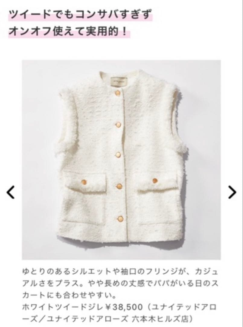 UNITED ARROWS ツイードベスト 美品 ブラウス2点セット 36サイズ