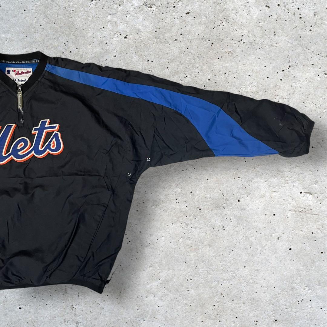 Majestic製 MLB公式 ニューヨークメッツプルオーバーハーフジップL