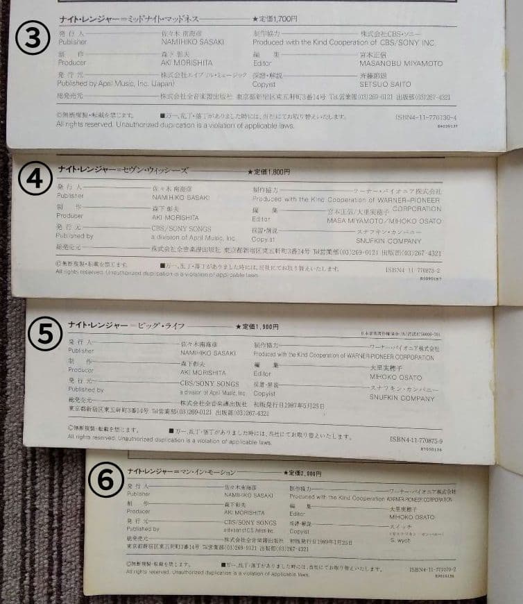 ナイトレンジャー 楽譜 スコア Night Ranger 10冊 まとめ売り